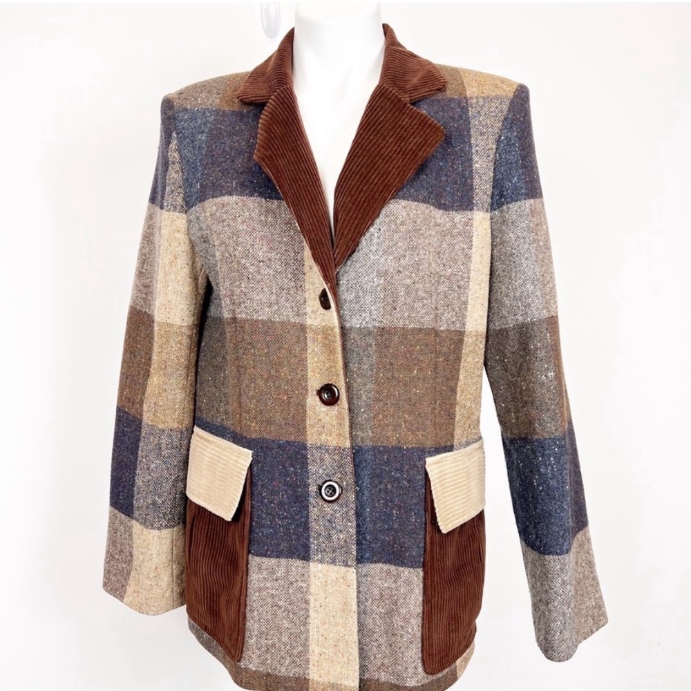 Vintage Multicolor Plaid Blazer